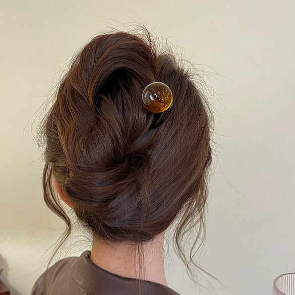Wholesale Acrylic Ushaped Hair Accessories For Women Retro Simple Coconut Jelly Round Beads Hairpin And Headband
