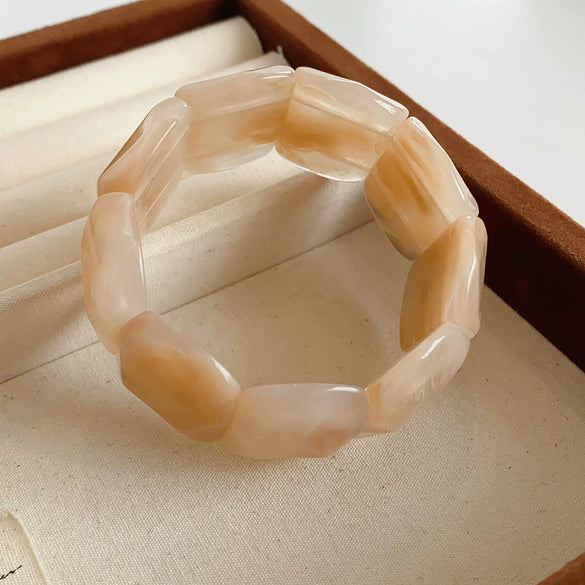 Wholesale Acrylic Wide Elastic Bangle Electroplated Retro Light Luxury Highend Temperament Jewelry