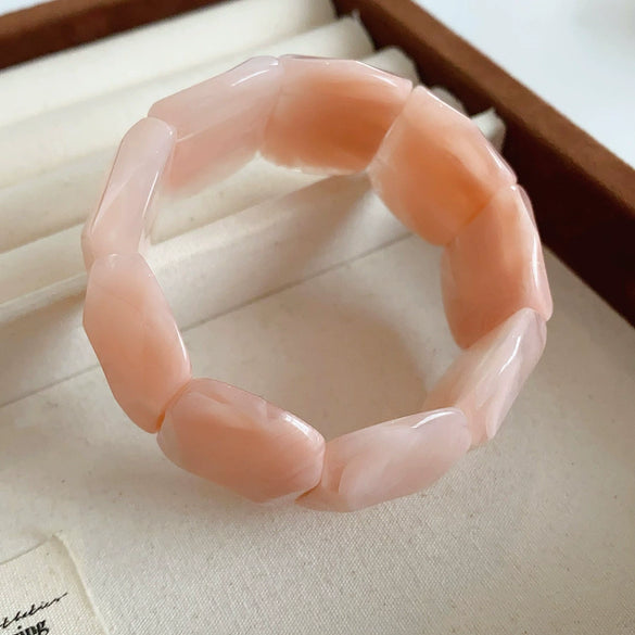 Wholesale Acrylic Wide Elastic Bangle Electroplated Retro Light Luxury Highend Temperament Jewelry