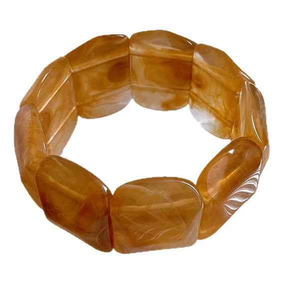 Wholesale Acrylic Wide Elastic Bangle Electroplated Retro Light Luxury Highend Temperament Jewelry