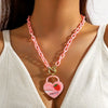 Wholesale Acrylic Women's Small Fresh Necklace With Heart Bow Insects Pattern And Electroplating Treatment