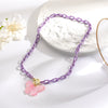 Wholesale Acrylic Women's Small Fresh Necklace With Heart Bow Insects Pattern And Electroplating Treatment