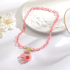 Wholesale Acrylic Women's Small Fresh Necklace With Heart Bow Insects Pattern And Electroplating Treatment