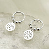 Wholesale Active Stainless Steel Geometric Earring With Life Tree Hollow Disc Design Electroplated For Women