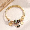 Wholesale Adjustable Animal Style Alloy Electroplated Oil Drop Diamond Pendant Bracelet
