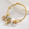 Wholesale Adjustable Beaded Bracelet With Bow And Moon Pendant For Women Stainless Steel Alloy Rhinestones Set With Diamonds Jewelry
