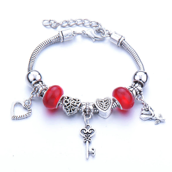 Wholesale Adjustable Beaded Bracelet With Butterfly Pendant For Girls Alloy Geometric Pattern Electroplated