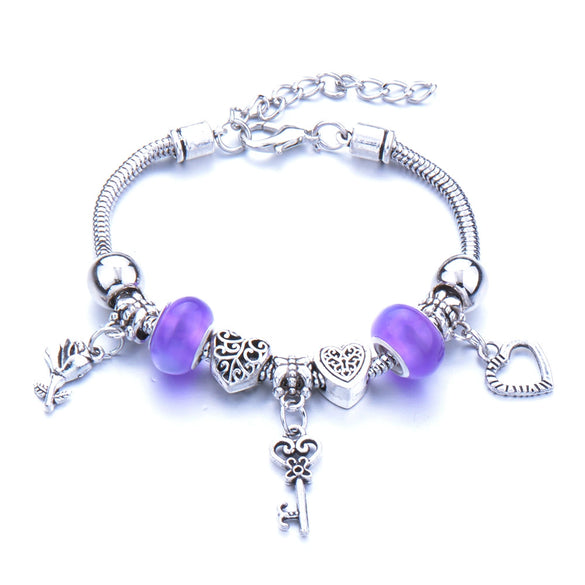 Wholesale Adjustable Beaded Bracelet With Butterfly Pendant For Girls Alloy Geometric Pattern Electroplated