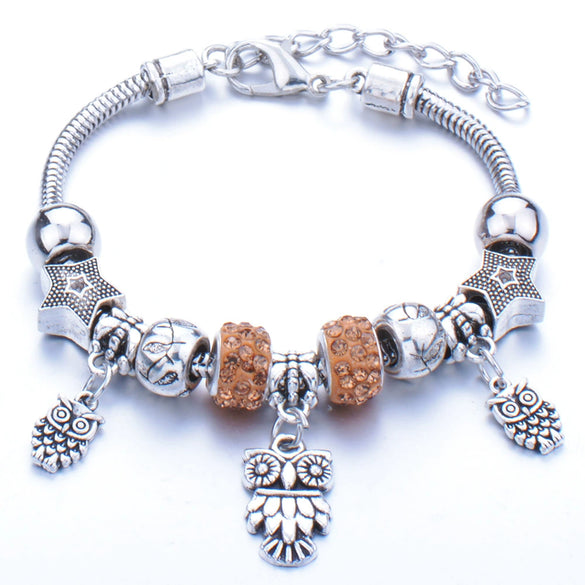 Wholesale Adjustable Beaded Bracelet With Butterfly Pendant For Girls Alloy Geometric Pattern Electroplated