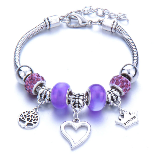 Wholesale Adjustable Beaded Bracelet With Butterfly Pendant For Girls Alloy Geometric Pattern Electroplated
