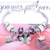 Wholesale Adjustable Beaded Bracelet With Butterfly Pendant For Girls Alloy Geometric Pattern Electroplated