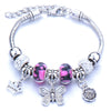 Wholesale Adjustable Beaded Bracelet With Butterfly Pendant For Girls Alloy Geometric Pattern Electroplated