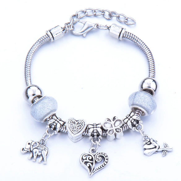 Wholesale Adjustable Beaded Bracelet With Butterfly Pendant For Girls Alloy Geometric Pattern Electroplated