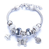 Wholesale Adjustable Beaded Bracelet With Butterfly Pendant For Girls Alloy Geometric Pattern Electroplated