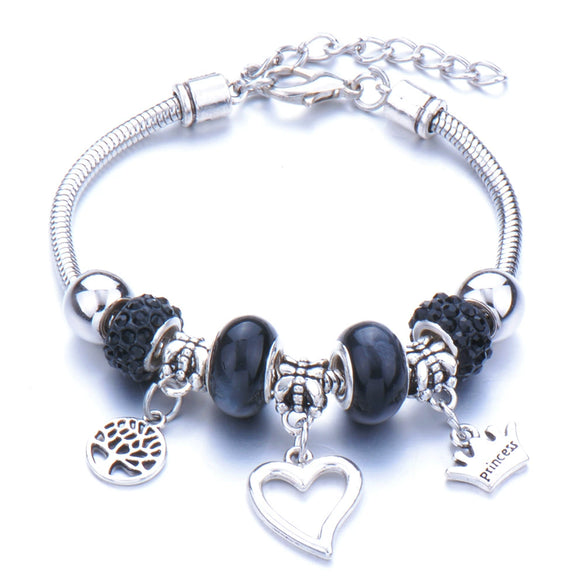Wholesale Adjustable Beaded Bracelet With Butterfly Pendant For Girls Alloy Geometric Pattern Electroplated