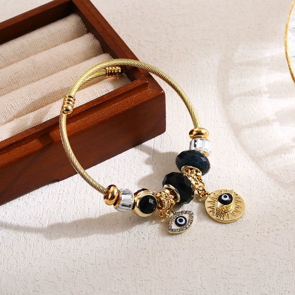 Wholesale Adjustable Beaded Bracelets With Diamond Design Heart Pendant For Women Made Of Alloy Rhinestone