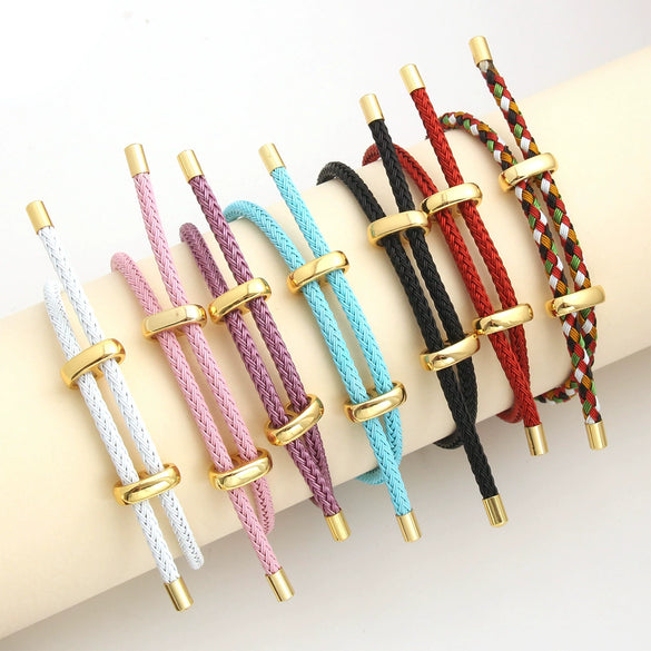 Wholesale Adjustable Copper And Steel Wire Rope Bracelet With Goldplated Eightword Buckle Geometric Rhombus Style Unisex Couple Jewelry