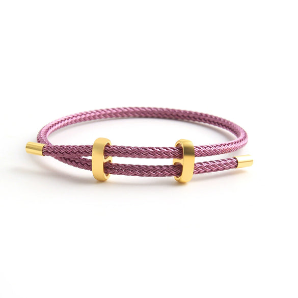 Wholesale Adjustable Copper And Steel Wire Rope Bracelet With Goldplated Eightword Buckle Geometric Rhombus Style Unisex Couple Jewelry