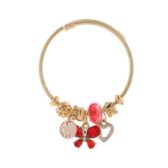 Wholesale Adjustable Couple Beaded Bracelet With Heart And Insect Patterns Made Of Stainless Steel And Alloy With Diamond Treatment For Women