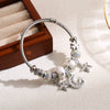 Wholesale Adjustable Couple Beaded Star Moon Pendant Bracelet In Stainless Steel And Alloy Set With Diamonds For Women