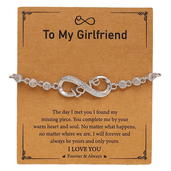 Wholesale Adjustable Crystal Bracelet With Copper Electroplated Platinum And Letter Inlay For Women Geometric Letter Number Text Design