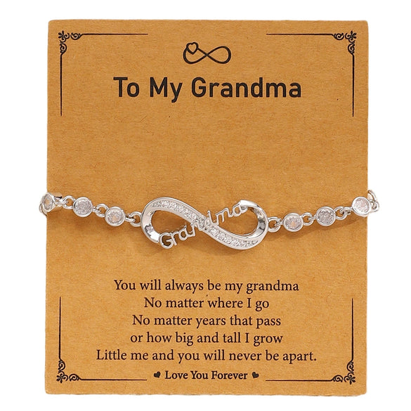 Wholesale Adjustable Crystal Bracelet With Copper Electroplated Platinum And Letter Inlay For Women Geometric Letter Number Text Design