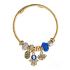 Wholesale Adjustable Diamond Letter Pendant Bracelet With Devil's Eye Pattern Alloy Material Set With Diamonds For Women