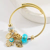 Wholesale Adjustable Diamond Letter Pendant Bracelet With Devil's Eye Pattern Alloy Material Set With Diamonds For Women