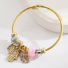 Wholesale Adjustable Diamond Letter Pendant Bracelet With Devil's Eye Pattern Alloy Material Set With Diamonds For Women
