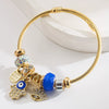 Wholesale Adjustable Diamond Letter Pendant Bracelet With Devil's Eye Pattern Alloy Material Set With Diamonds For Women