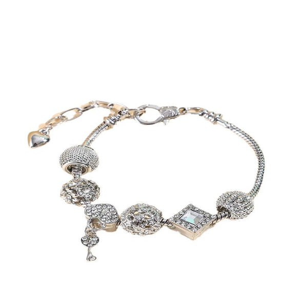Wholesale Adjustable Electroplated Geometric Heartshaped And Rhombus Alloy Bracelet For Unisex