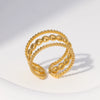 Wholesale Adjustable Electroplated 18K Gold Nonfading Geometric Stainless Steel Open Ring Women's Jewelry