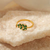 Wholesale Adjustable Green Diamond Flower Pattern Electroplated Stainless Steel Ring For Women