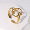 Wholesale Adjustable Hollow Simple Non Fading Titanium Steel Ring With Abstract Face Design For Women Electroplated