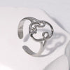 Wholesale Adjustable Hollow Simple Non Fading Titanium Steel Ring With Abstract Face Design For Women Electroplated