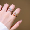 Wholesale Adjustable Open Index Finger Ring For Women Light Luxury Style Geometric Gold Plated Copper With Letters Numbers Text Design