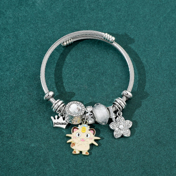 Wholesale Adjustable Opening Alloy Cartoon Bracelet With Electroplating Treatment