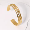Wholesale Adjustable Opening Stainless Steel Bracelet With Geometric Lines Electroplated For Women Simple Style Nonfading