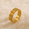 Wholesale Adjustable Opening Stainless Steel Ring For Women With Geometric Design And Real Gold Plating