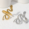 Wholesale Adjustable Opening Stainless Steel Ring With Snakeshaped Design And Electroplating For Men And Women