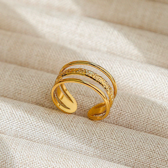 Wholesale Adjustable Opening Titanium Steel Ring Retro Hiphop Style With Geometric Design And Electroplating Treatment For Men And Women Couple