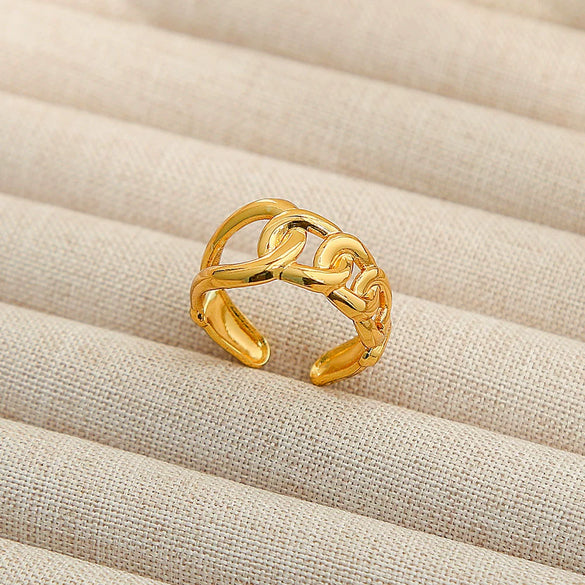 Wholesale Adjustable Opening Titanium Steel Ring Retro Hiphop Style With Geometric Design And Electroplating Treatment For Men And Women Couple