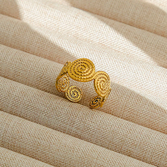 Wholesale Adjustable Opening Titanium Steel Ring Retro Hiphop Style With Geometric Design And Electroplating Treatment For Men And Women Couple