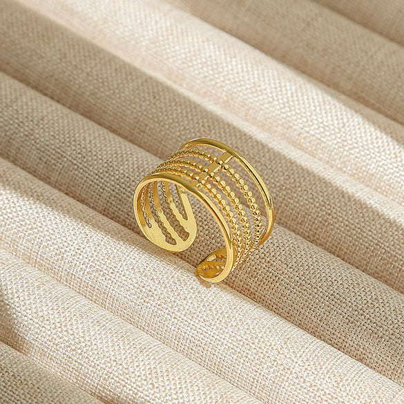 Wholesale Adjustable Opening Titanium Steel Ring Retro Hiphop Style With Geometric Design And Electroplating Treatment For Men And Women Couple