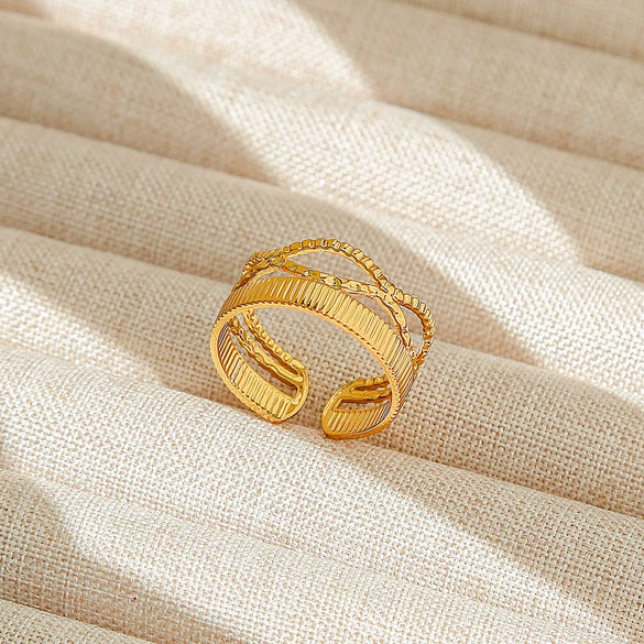 Wholesale Adjustable Opening Titanium Steel Ring Retro Hiphop Style With Geometric Design And Electroplating Treatment For Men And Women Couple
