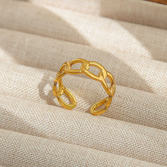 Wholesale Adjustable Opening Titanium Steel Ring Retro Hiphop Style With Geometric Design And Electroplating Treatment For Men And Women Couple