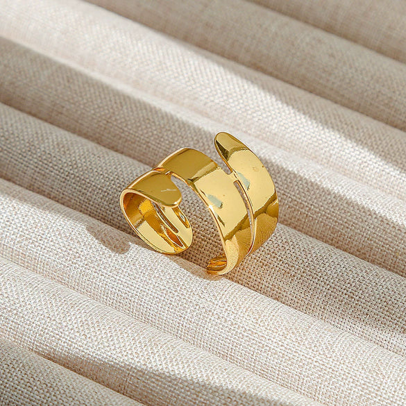Wholesale Adjustable Opening Titanium Steel Ring Retro Hiphop Style With Geometric Design And Electroplating Treatment For Men And Women Couple
