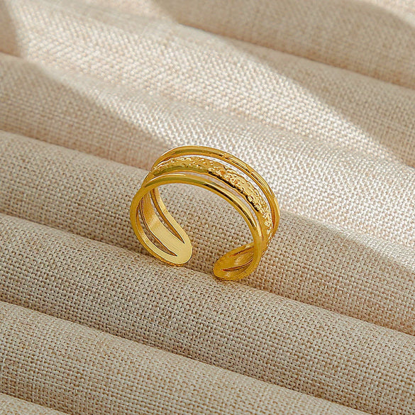 Wholesale Adjustable Opening Titanium Steel Ring Retro Hiphop Style With Geometric Design And Electroplating Treatment For Men And Women Couple