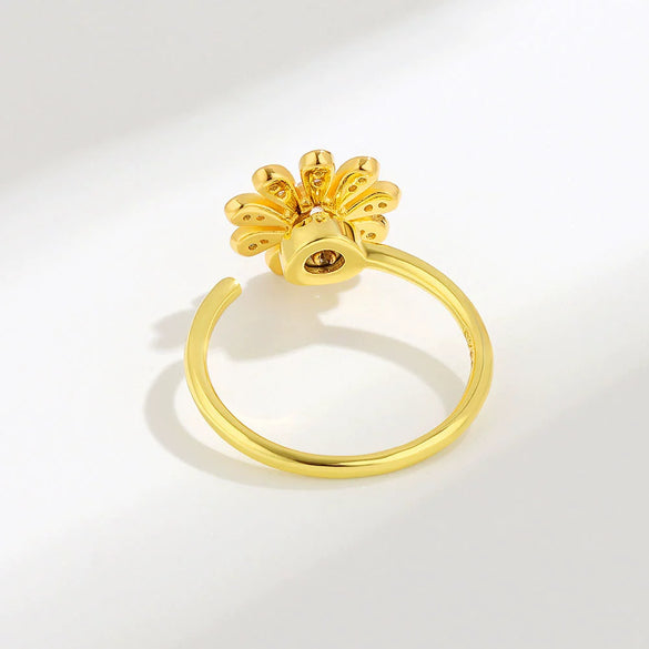 Wholesale Adjustable Sunflower Rotating Ring Copper Geometric Women's