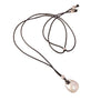 Wholesale Adjustable Sweater Chain Necklace With Geometric And Heart Shape Alloy Pendant And Black Braided Rope